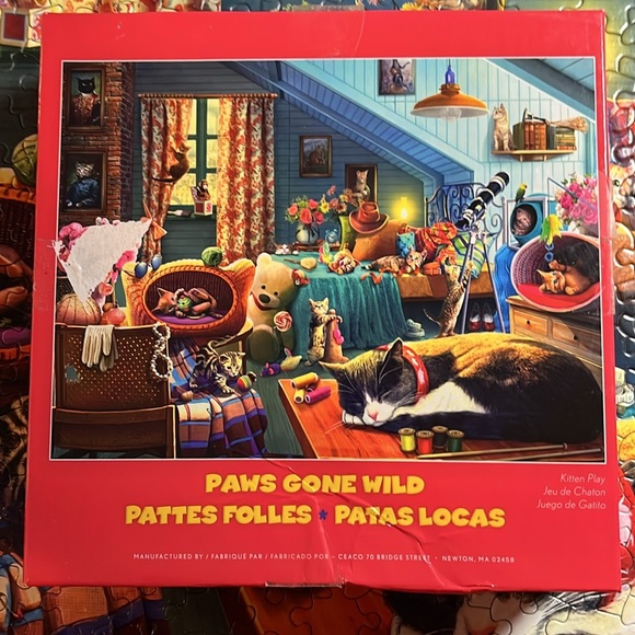 🧩 550 piece Ceaco Paws Gone Wild “Kitten Play” with poster. Adorable. Complete. - Picture 2 of 12